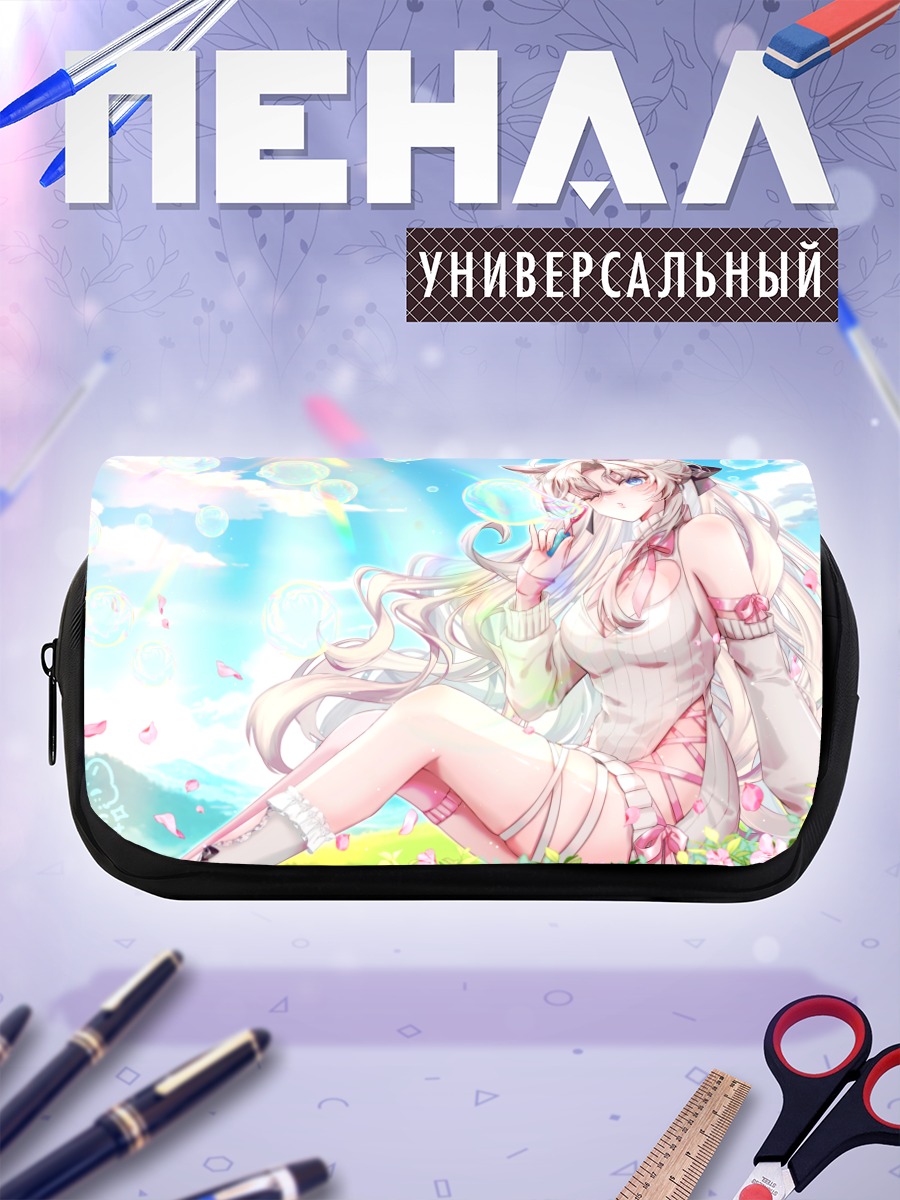 Пенал-косметичка Девушка с ушками в цветах