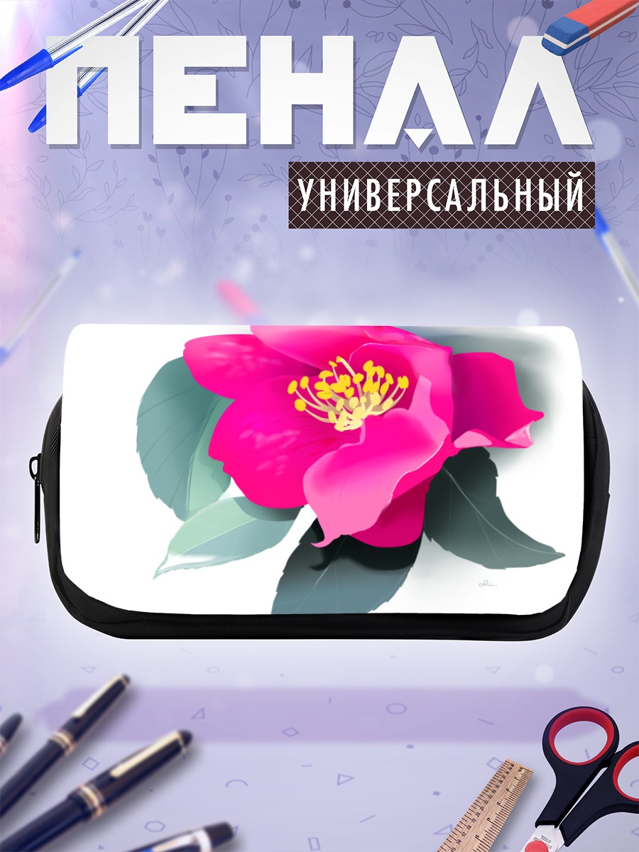 Пенал-косметичка Ярко-розовая камелия