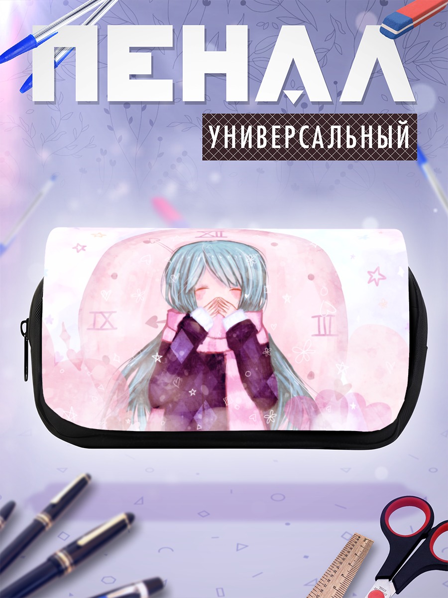 Пенал-косметичка Мику Хацунэ в цветах