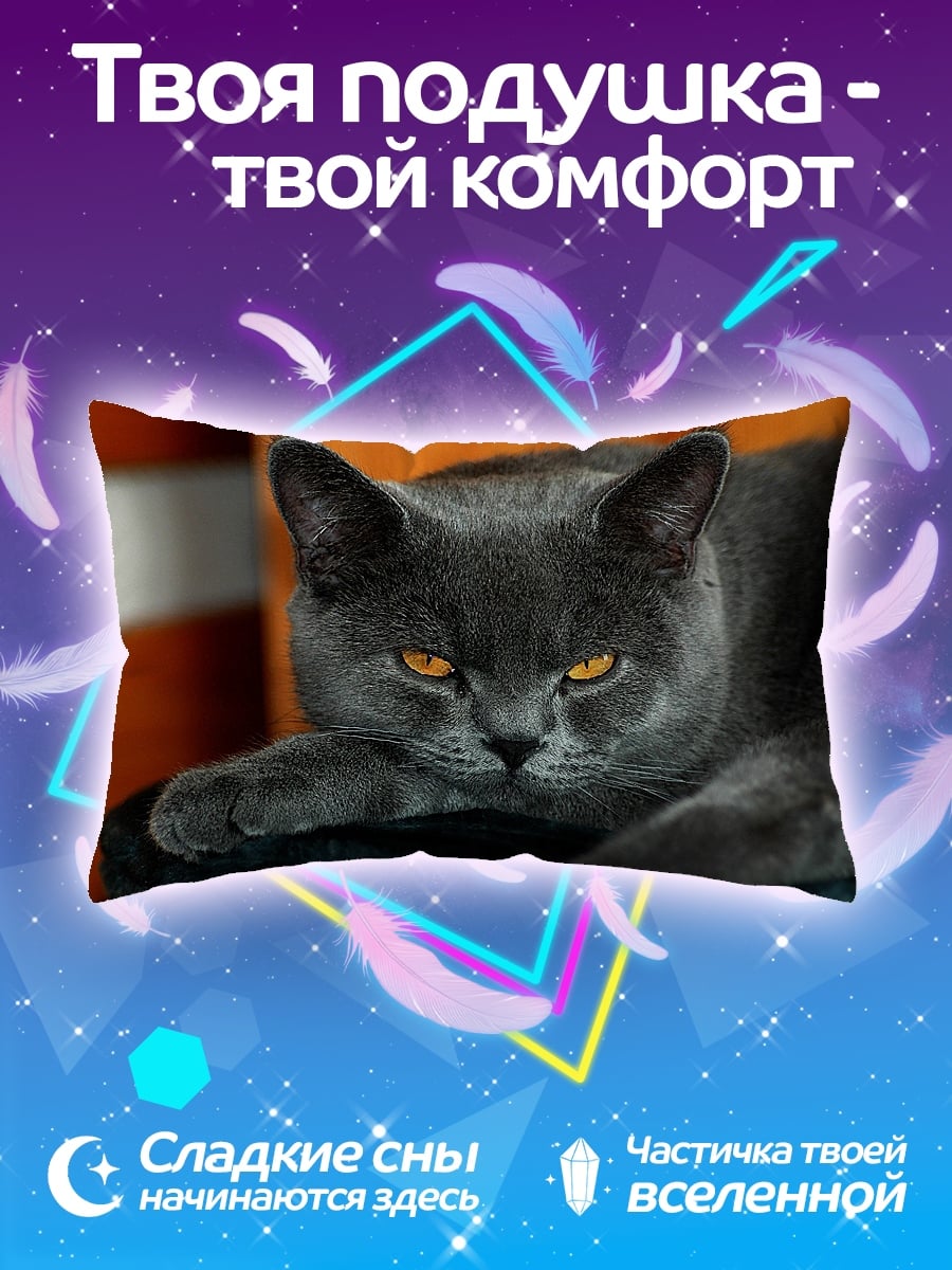 Подушка серый кот