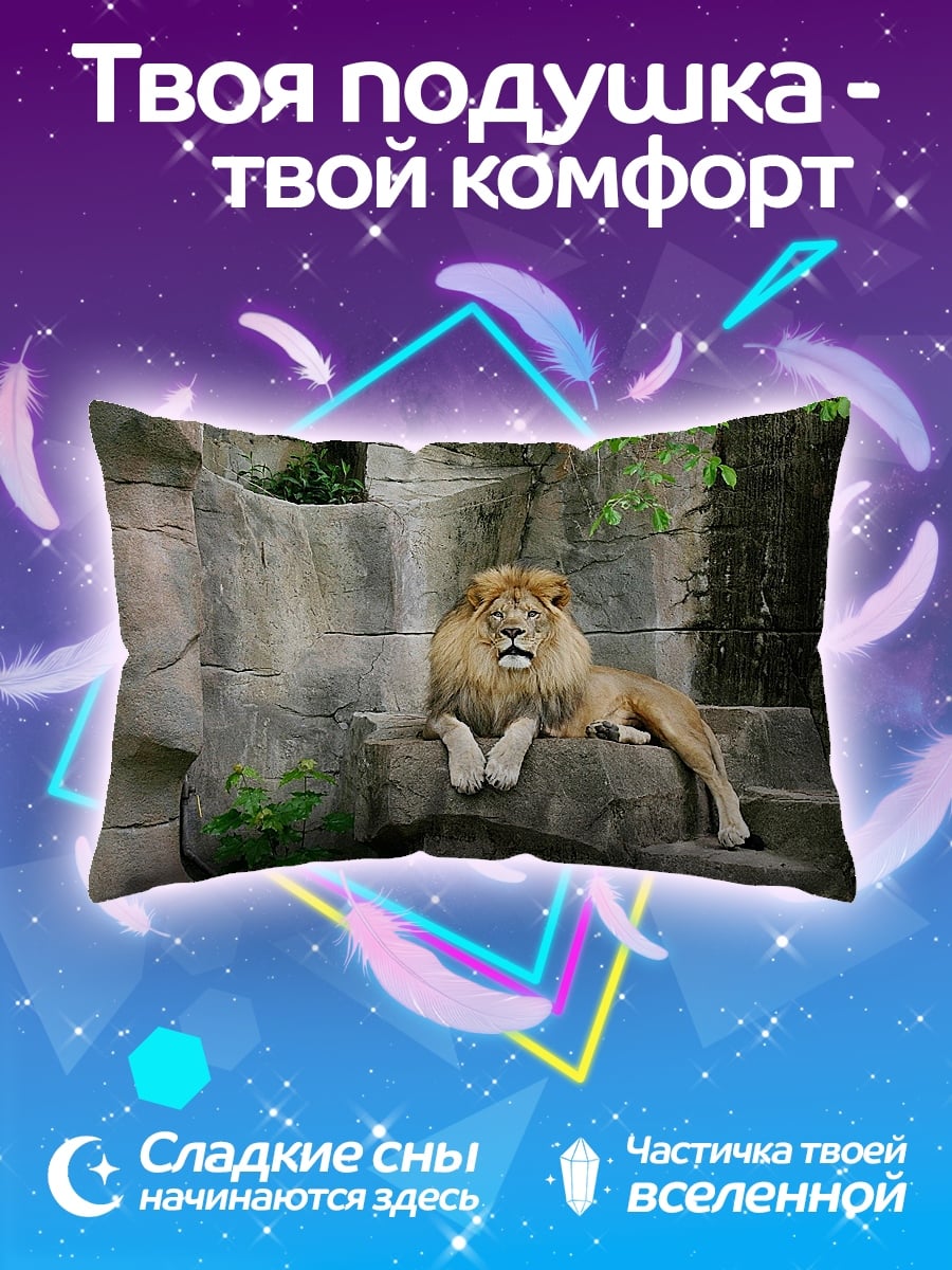 Подушка Лев на камнях