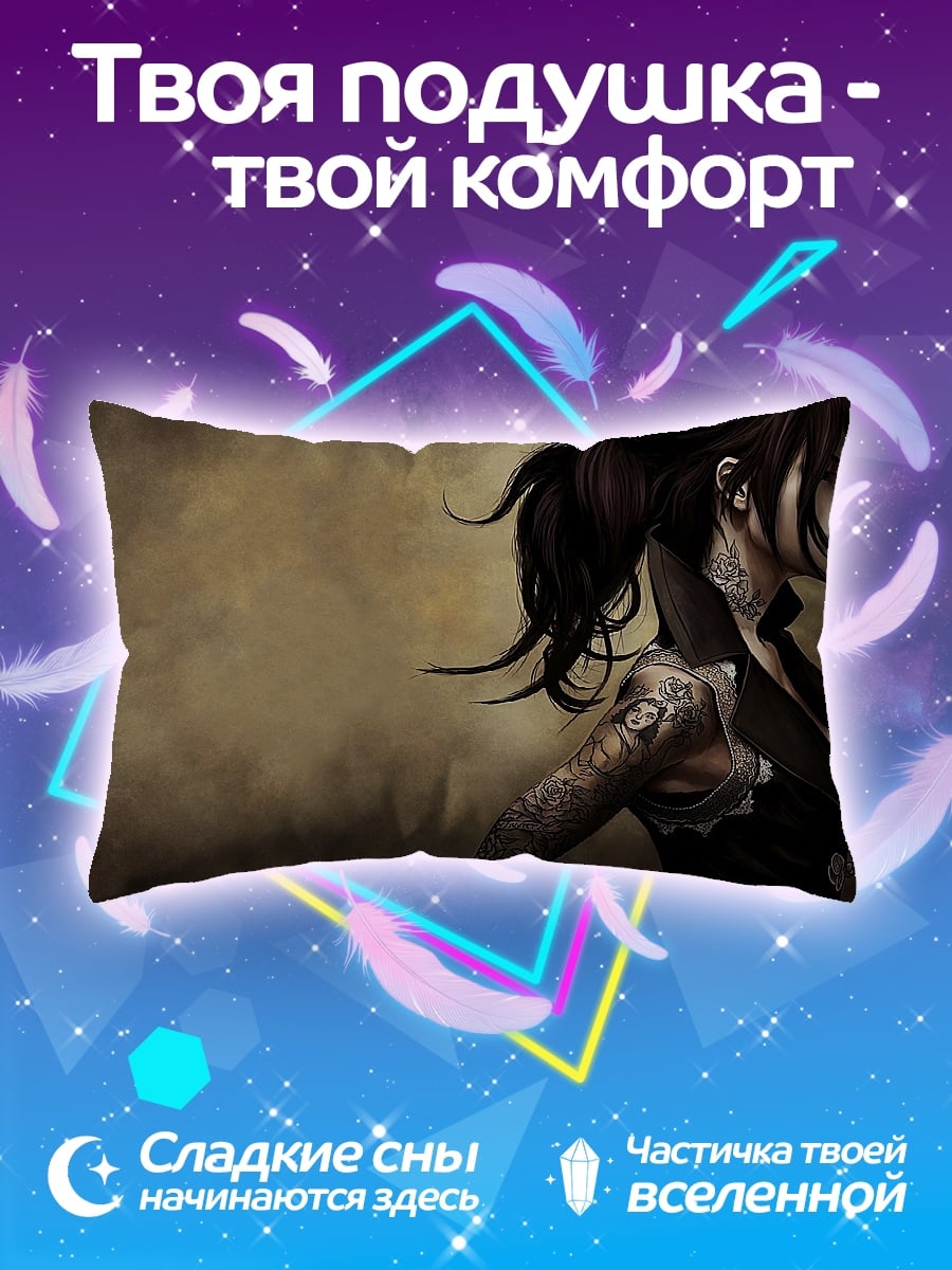 Подушка Татуированная девушка в профиль