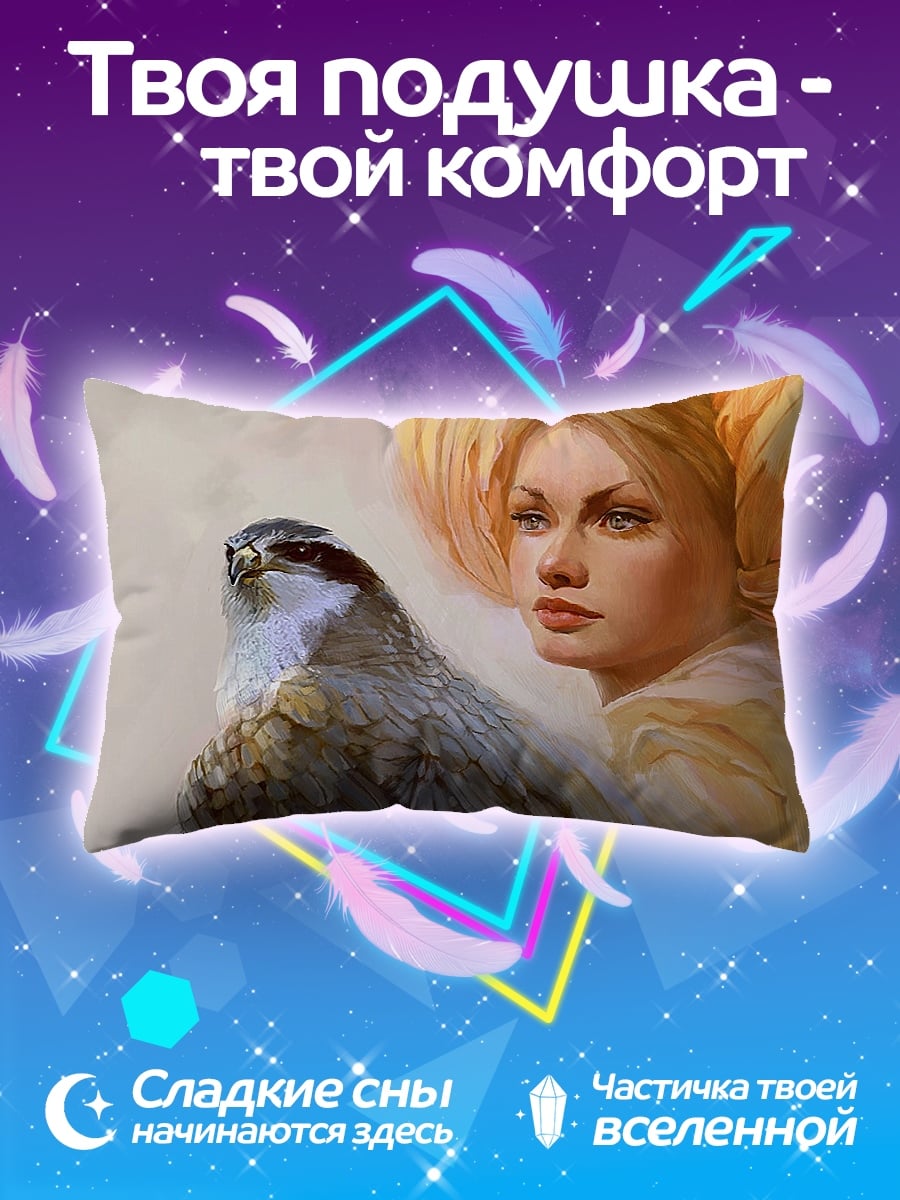 Подушка девушка с соколом