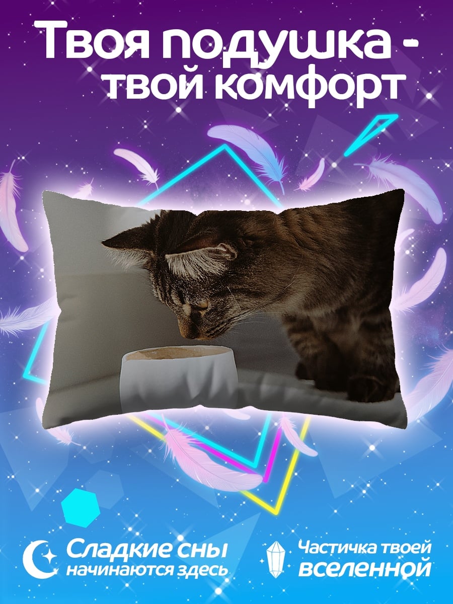 Подушка Кот пьет воду