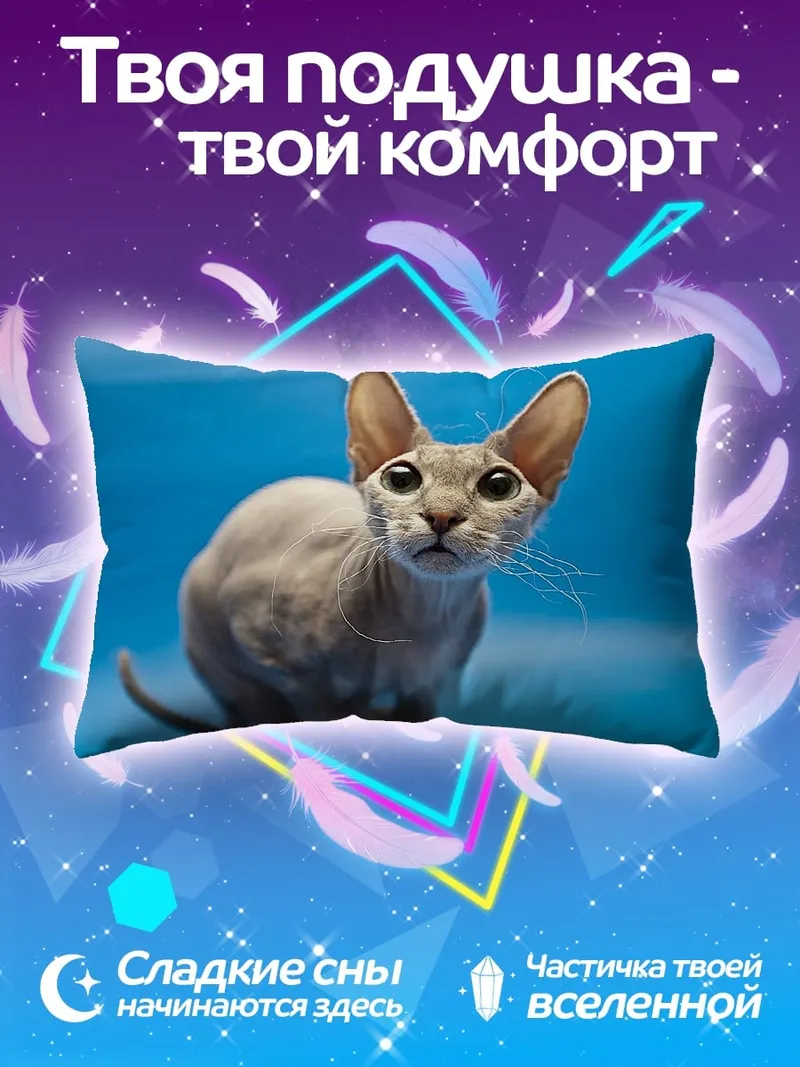 Подушка лысый кот с большими ушами