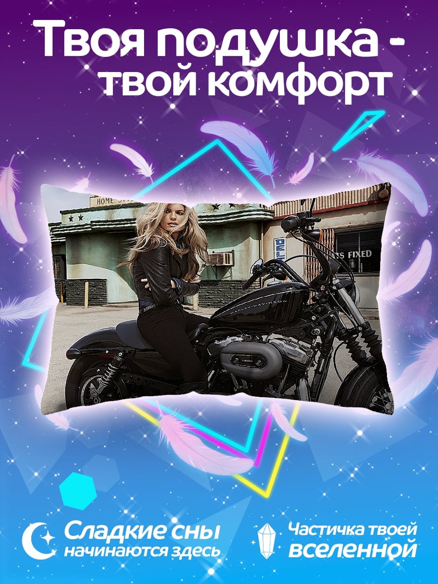 Подушка Девушка на мотоцикле