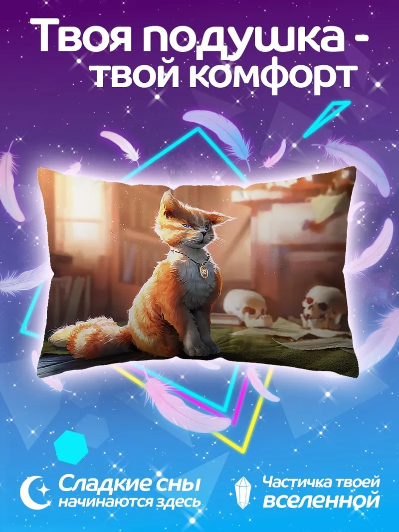 Подушка Рыжий кот учёный