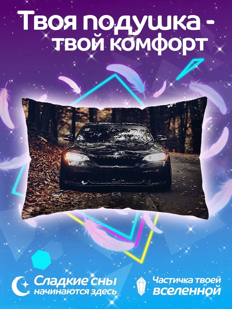 Подушка черное авто осенью