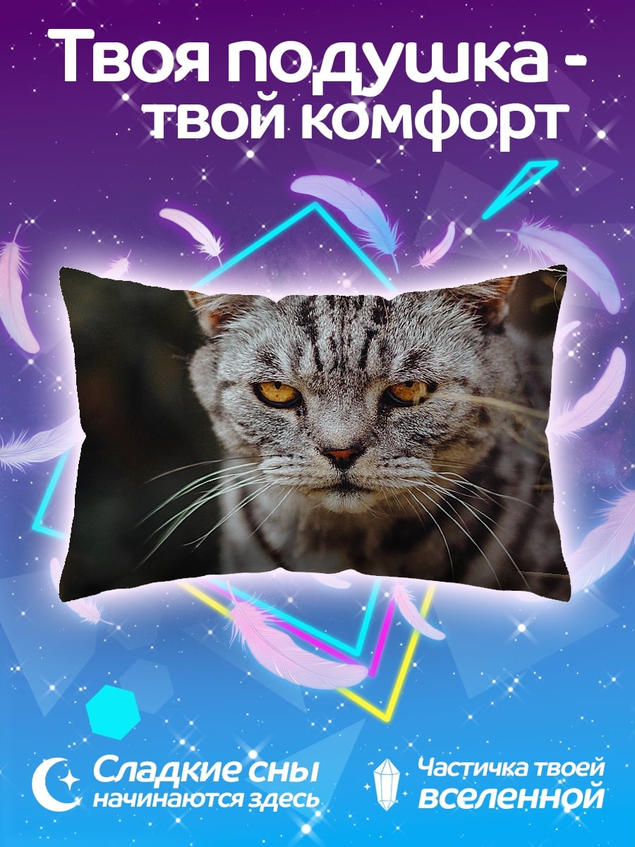Подушка серый полосатый кот