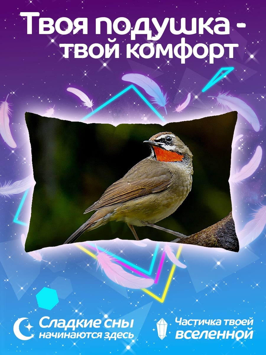 Подушка Птица с красным горлом
