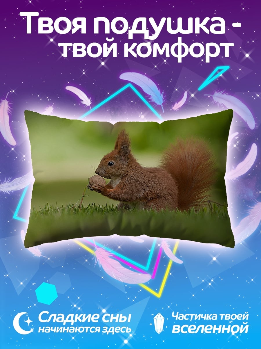 Подушка Рыжая белка ест