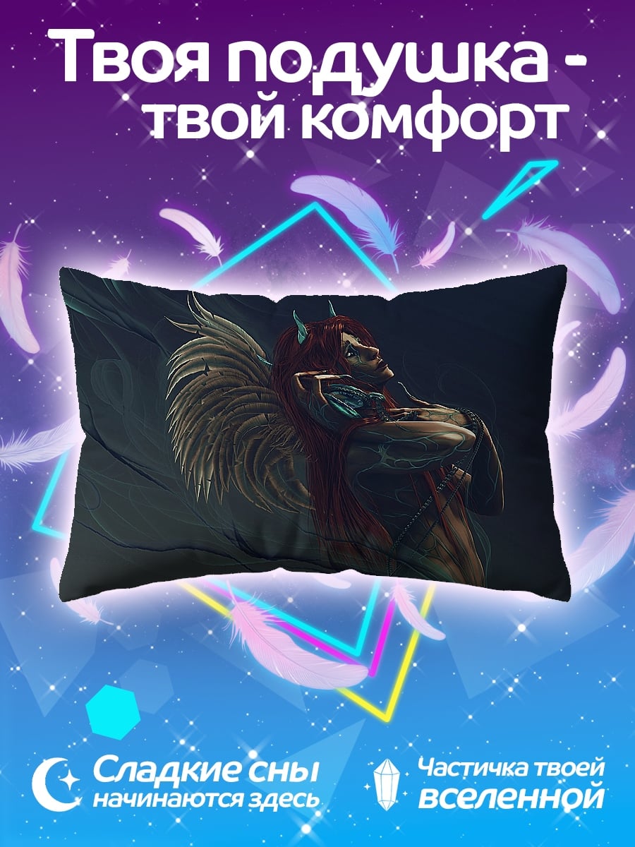 Подушка ангел с рогами