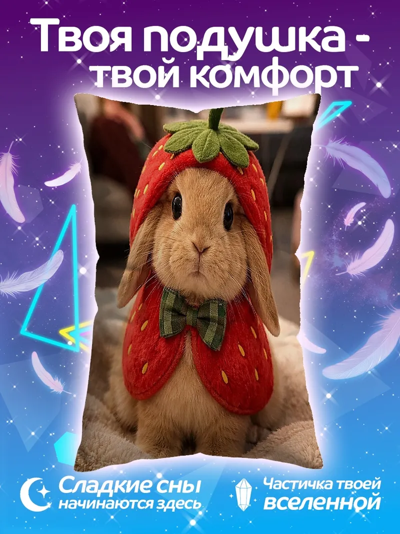 Подушка Кролик в клубничном костюме