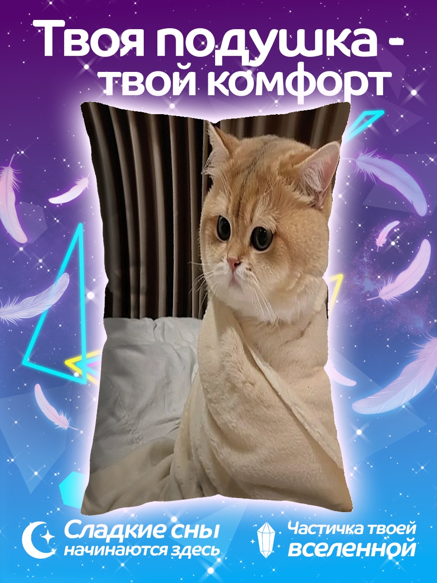 Подушка Кот в пледе