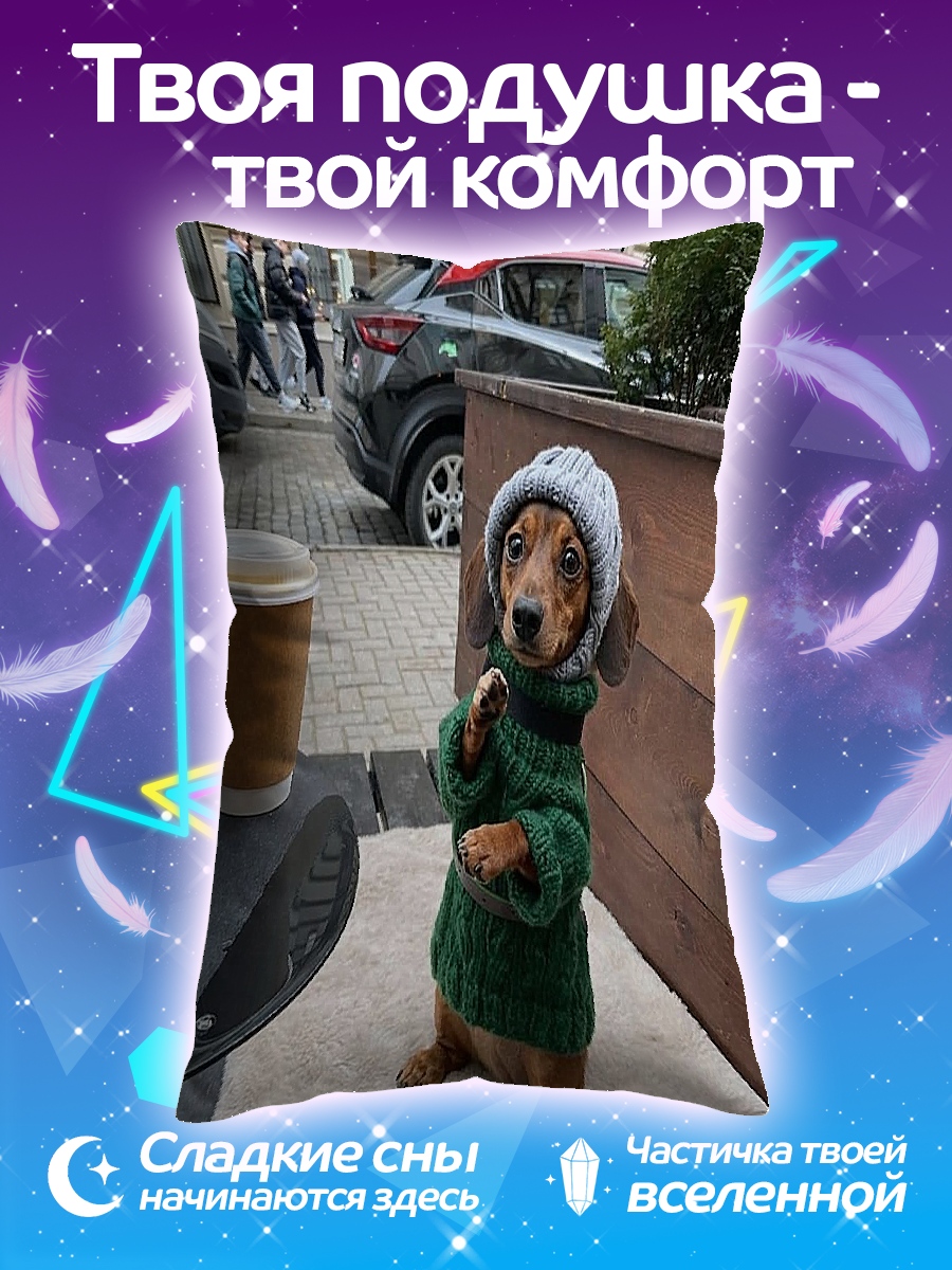 Подушка Такса в свитере