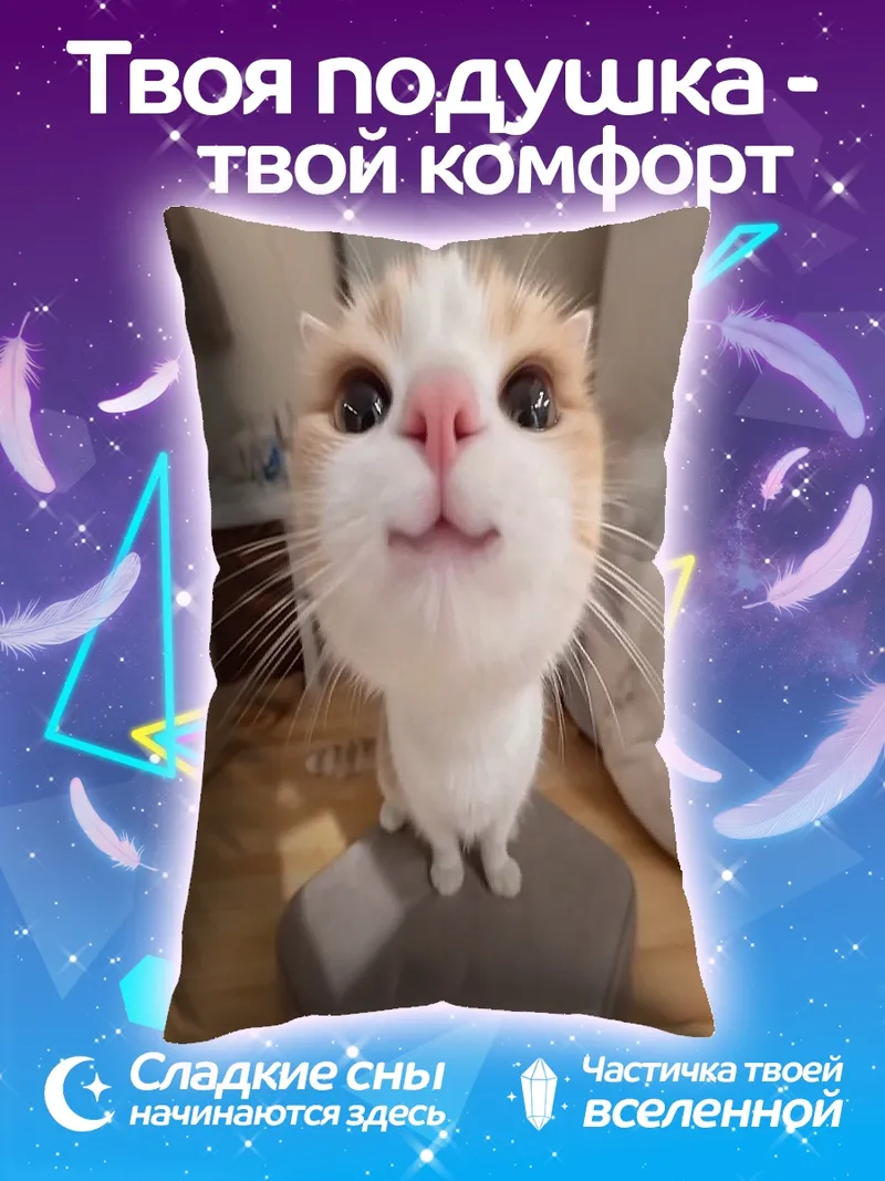 Подушка Забавный котик крупным планом