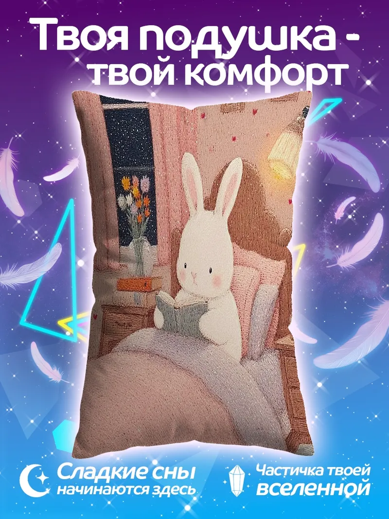 Подушка Кролик читает книгу