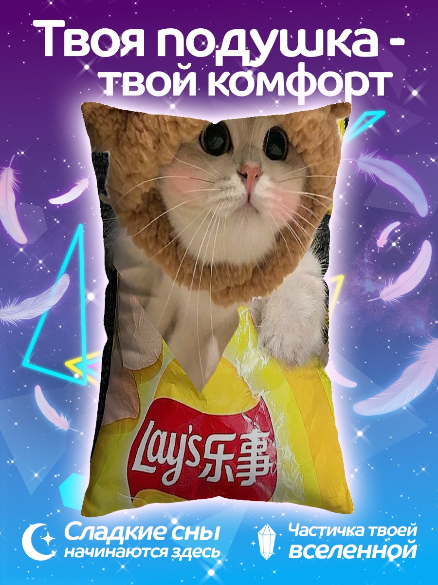 Подушка Кот в мешке чипсов