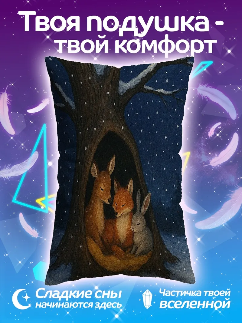 Подушка Зимняя сказка в лесу
