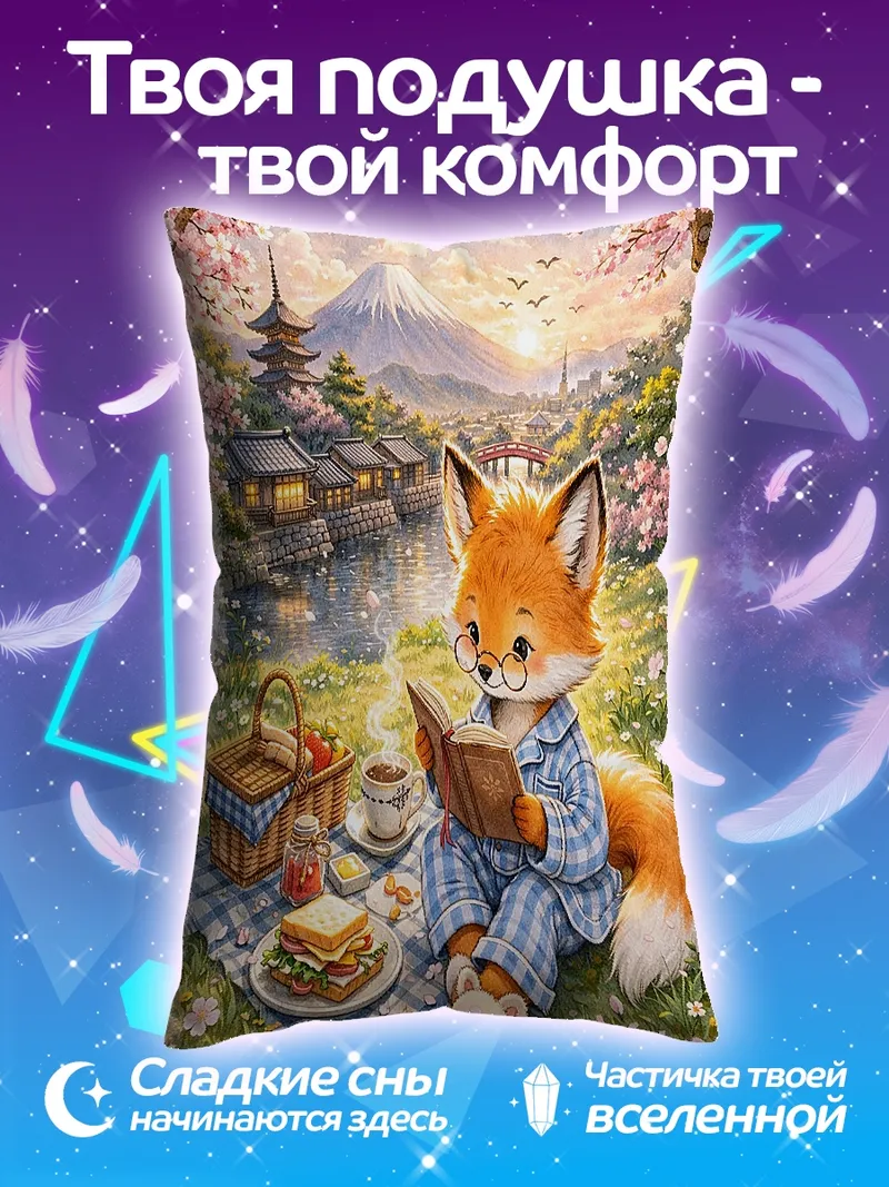 Подушка Лисенок читает книгу