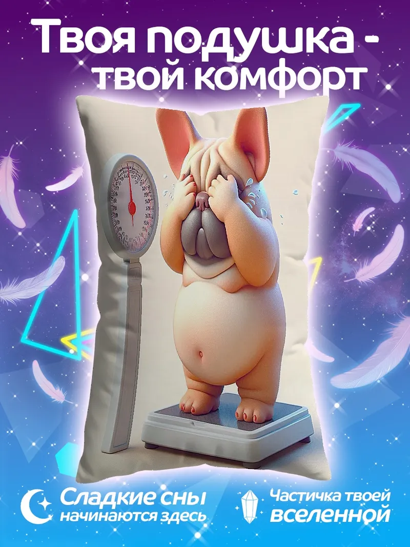 Подушка Французский бульдог на весах