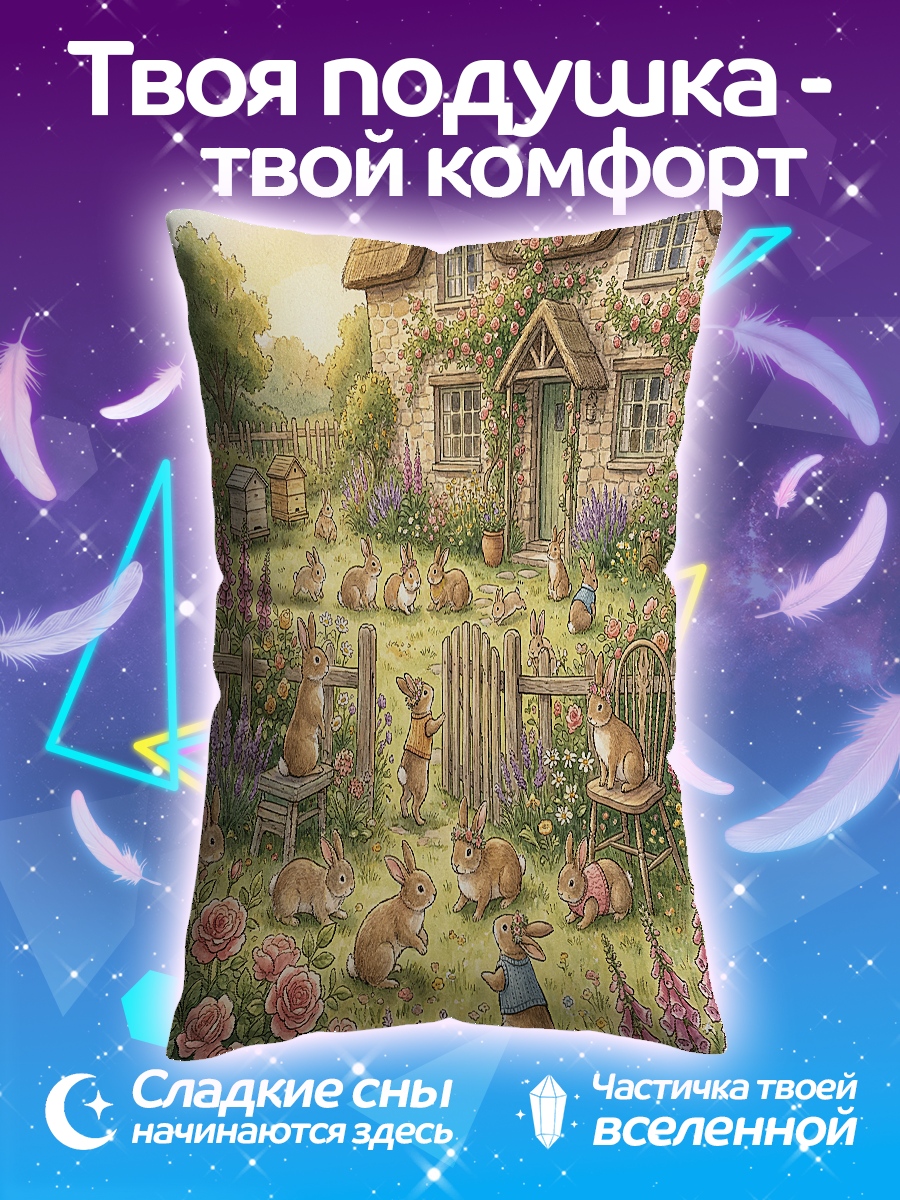 Подушка Зайчики у домика