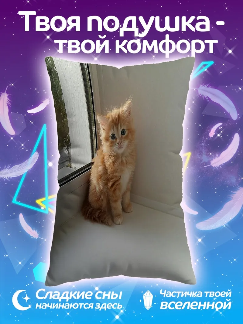 Подушка Рыжий котенок у окна