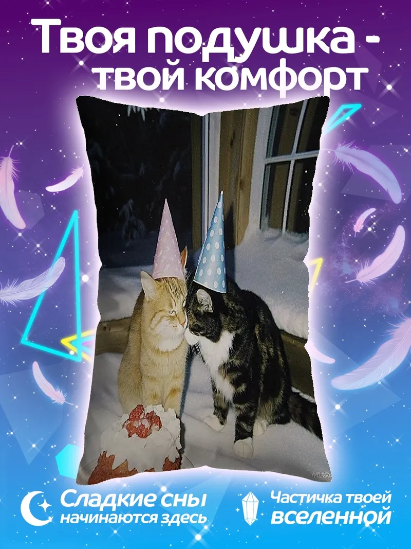 Подушка Кошки на день рождения