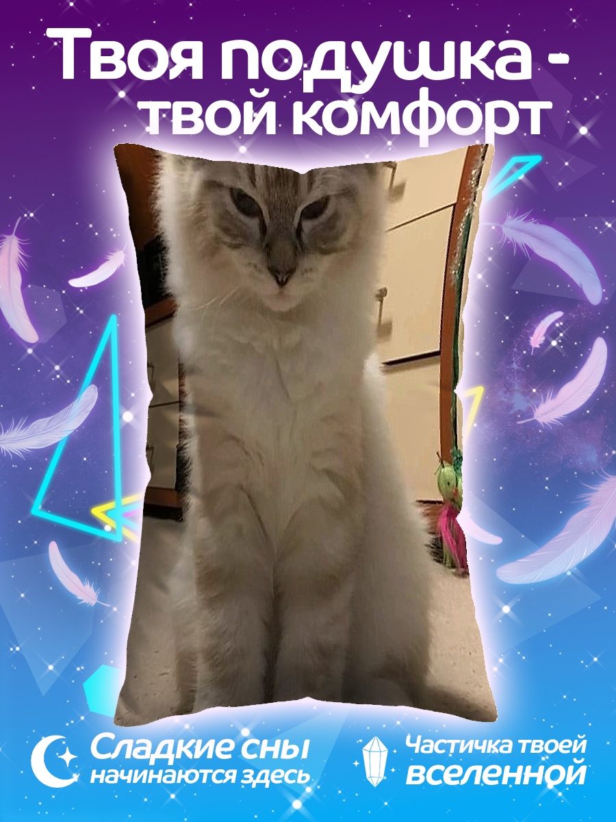 Подушка пушистый кот сидит
