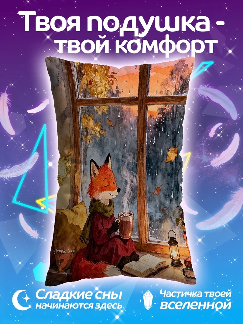 Подушка Лиса пьет чай