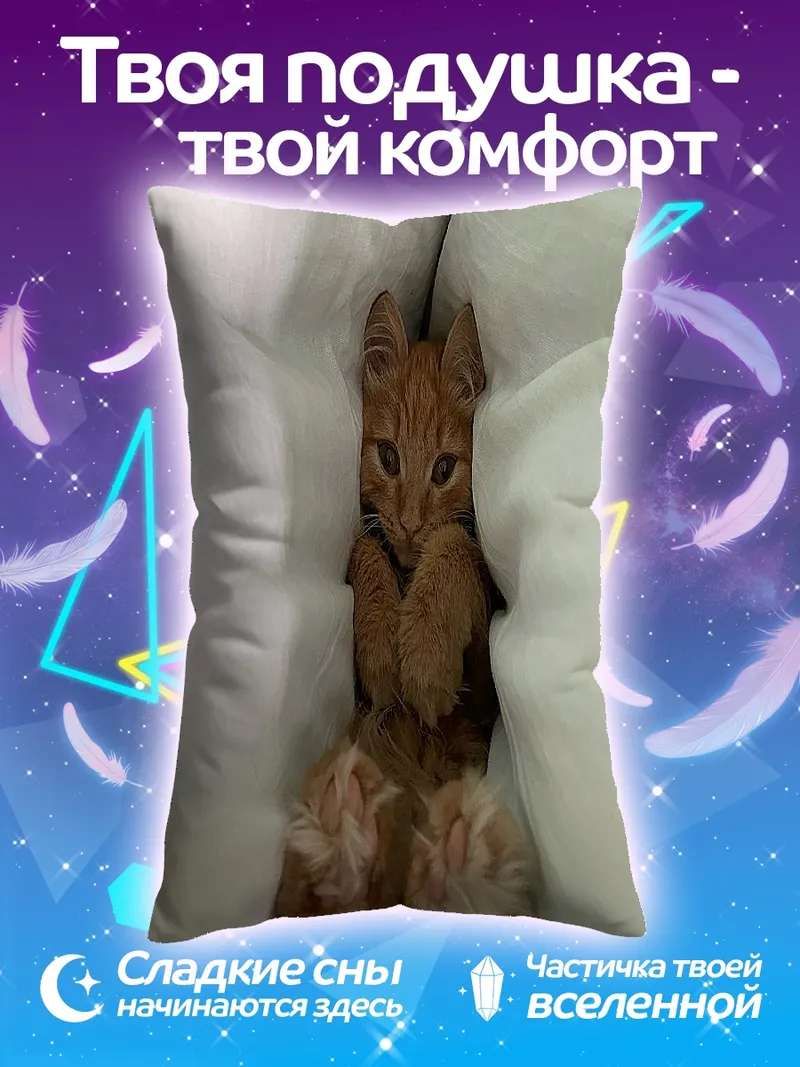 Подушка Рыжий котенок в подушках
