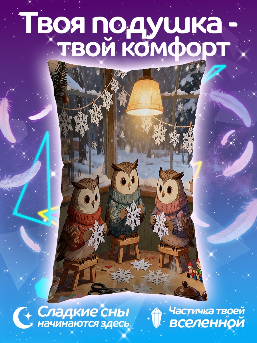 Подушка Совы делают снежинки