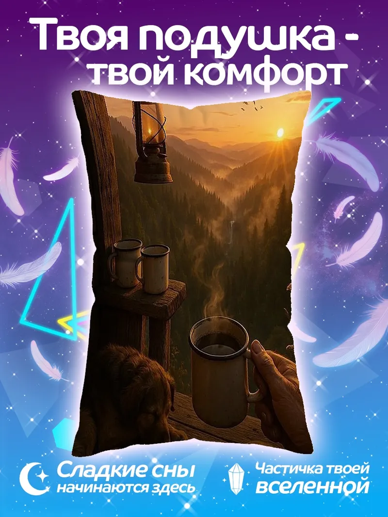 Подушка Уютное утро в горах