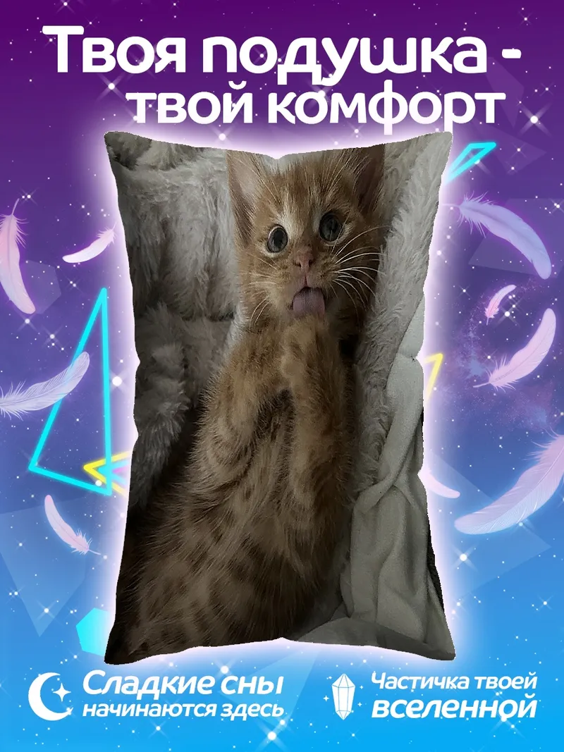 Подушка Рыжий котенок лежит