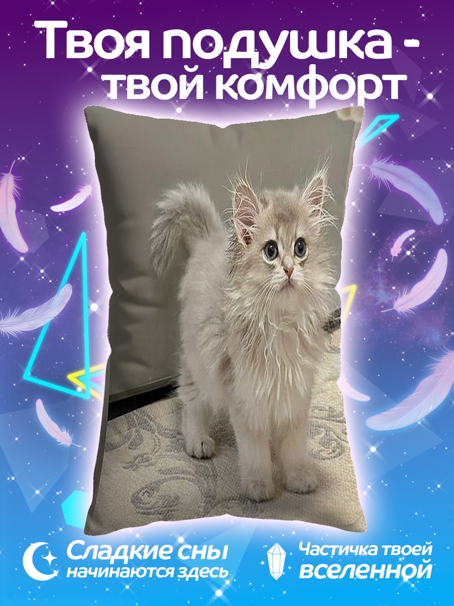 Подушка Пушистый котенок стоит