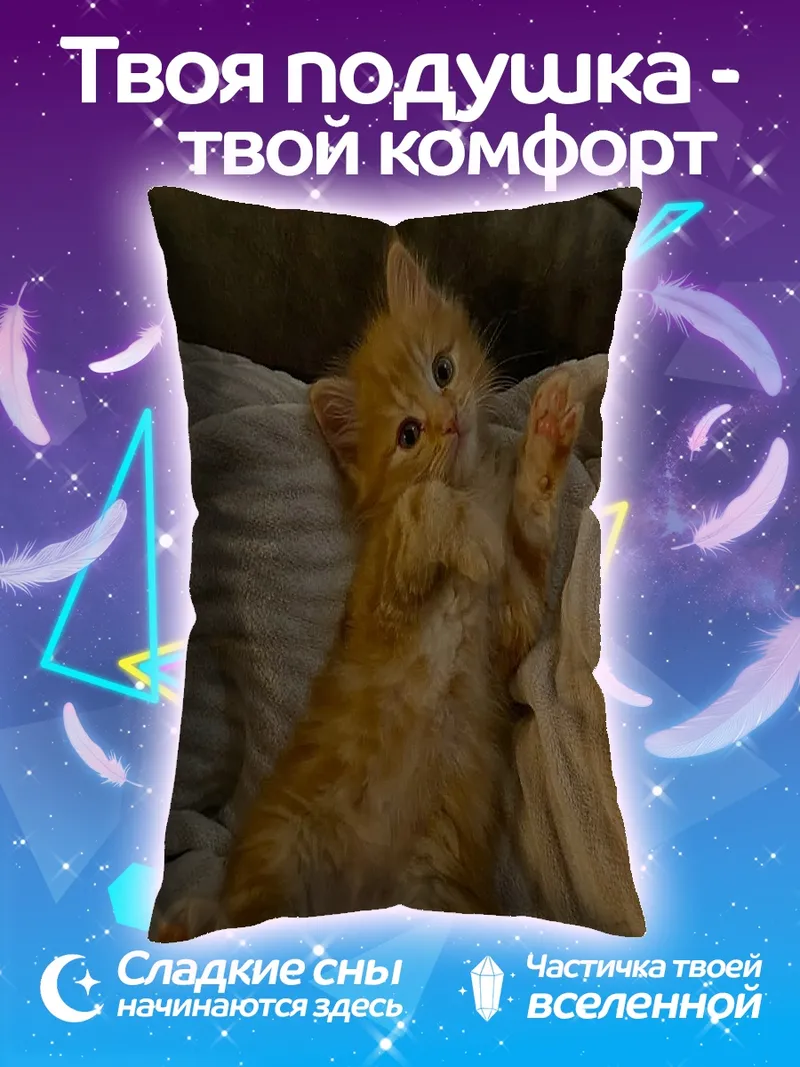 Подушка Рыжий котенок на подушке
