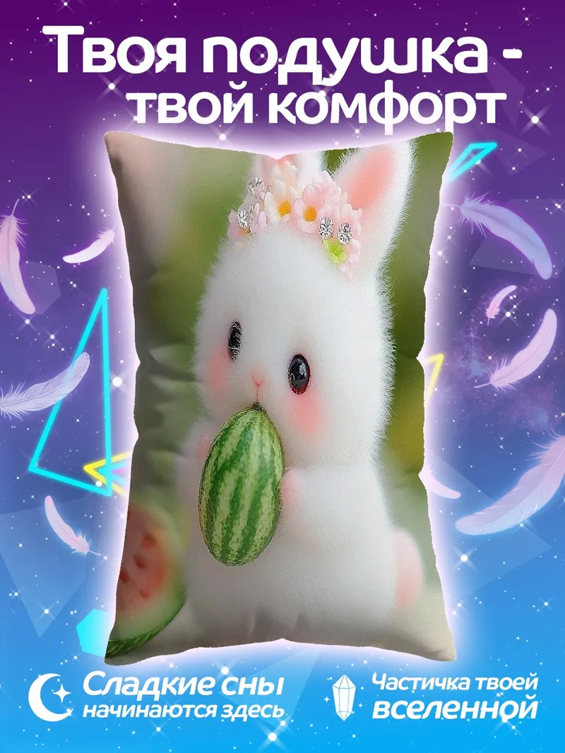Подушка Милый кролик с арбузом