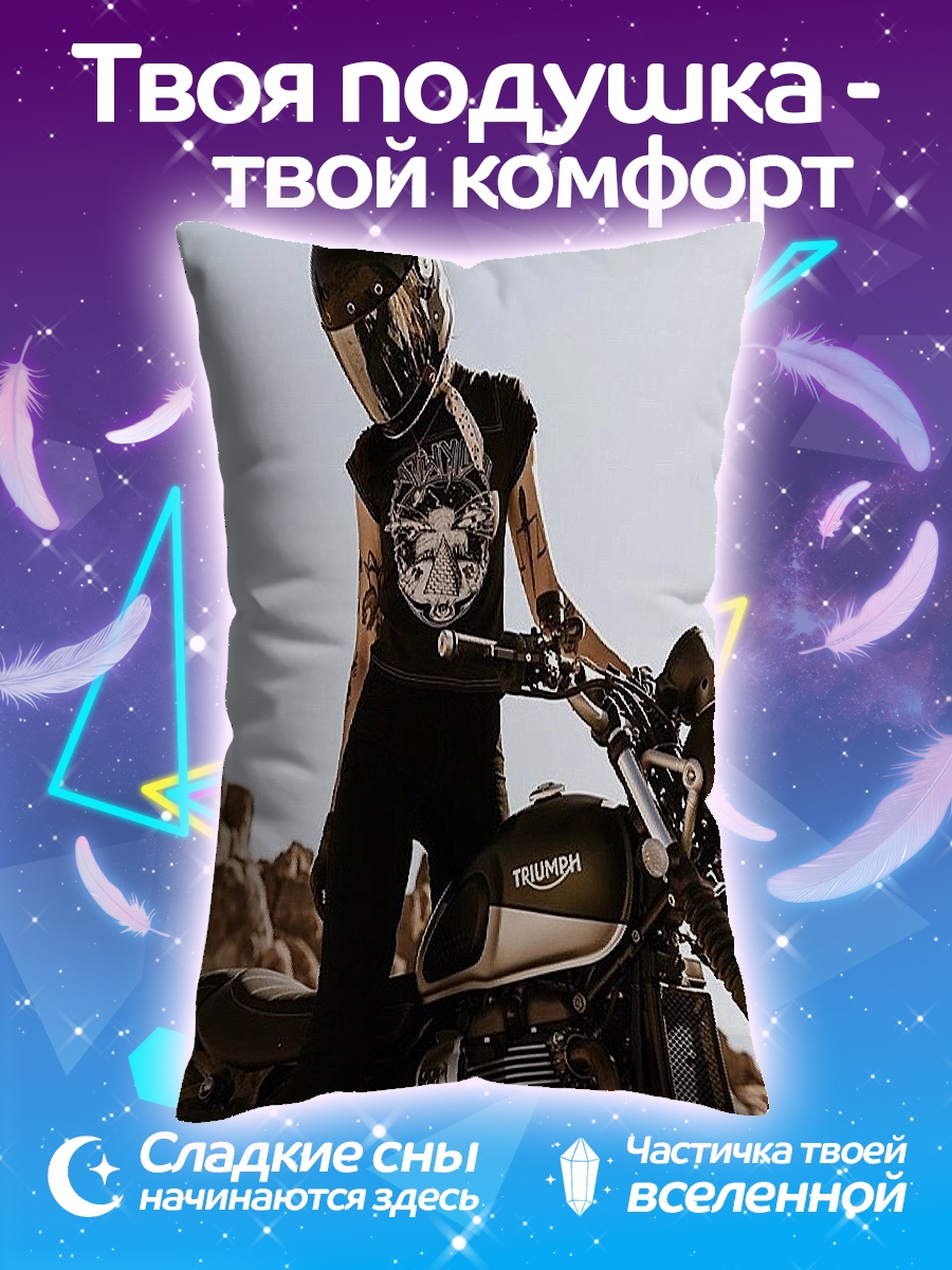Подушка Девушка на мотоцикле