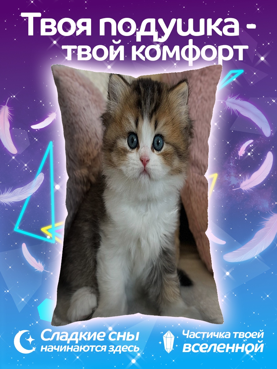 Подушка Пушистый котёнок сидит