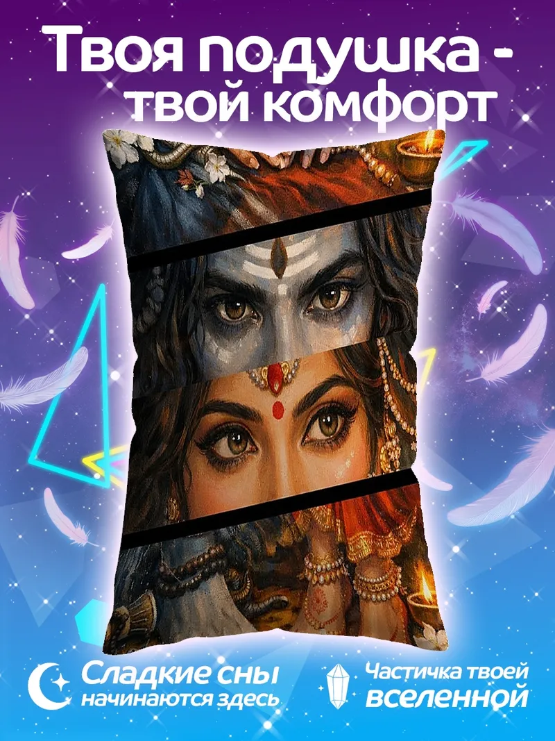 Подушка Божественный триптих Шивы