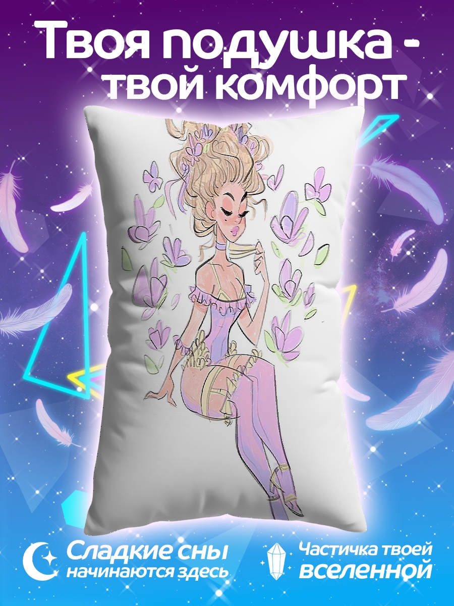 Подушка Девушка с цветами