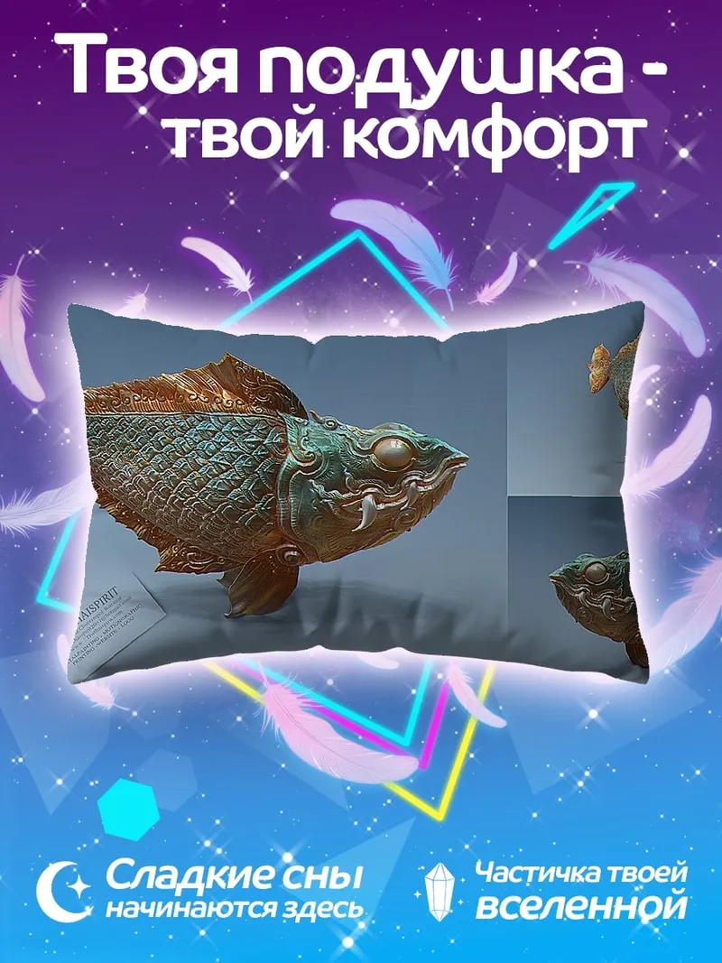 Подушка Металлическая рыба арт