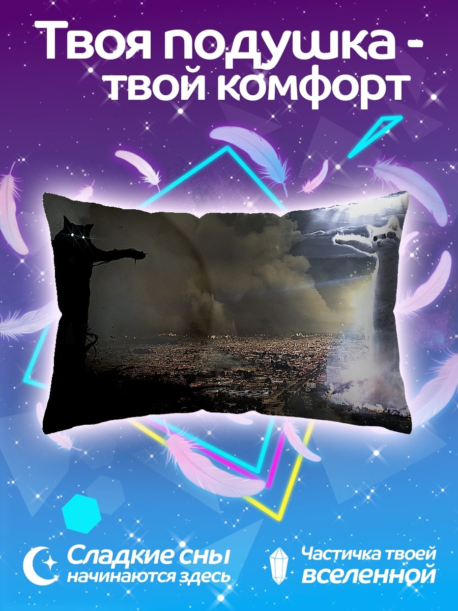 Подушка Черный и белый кот