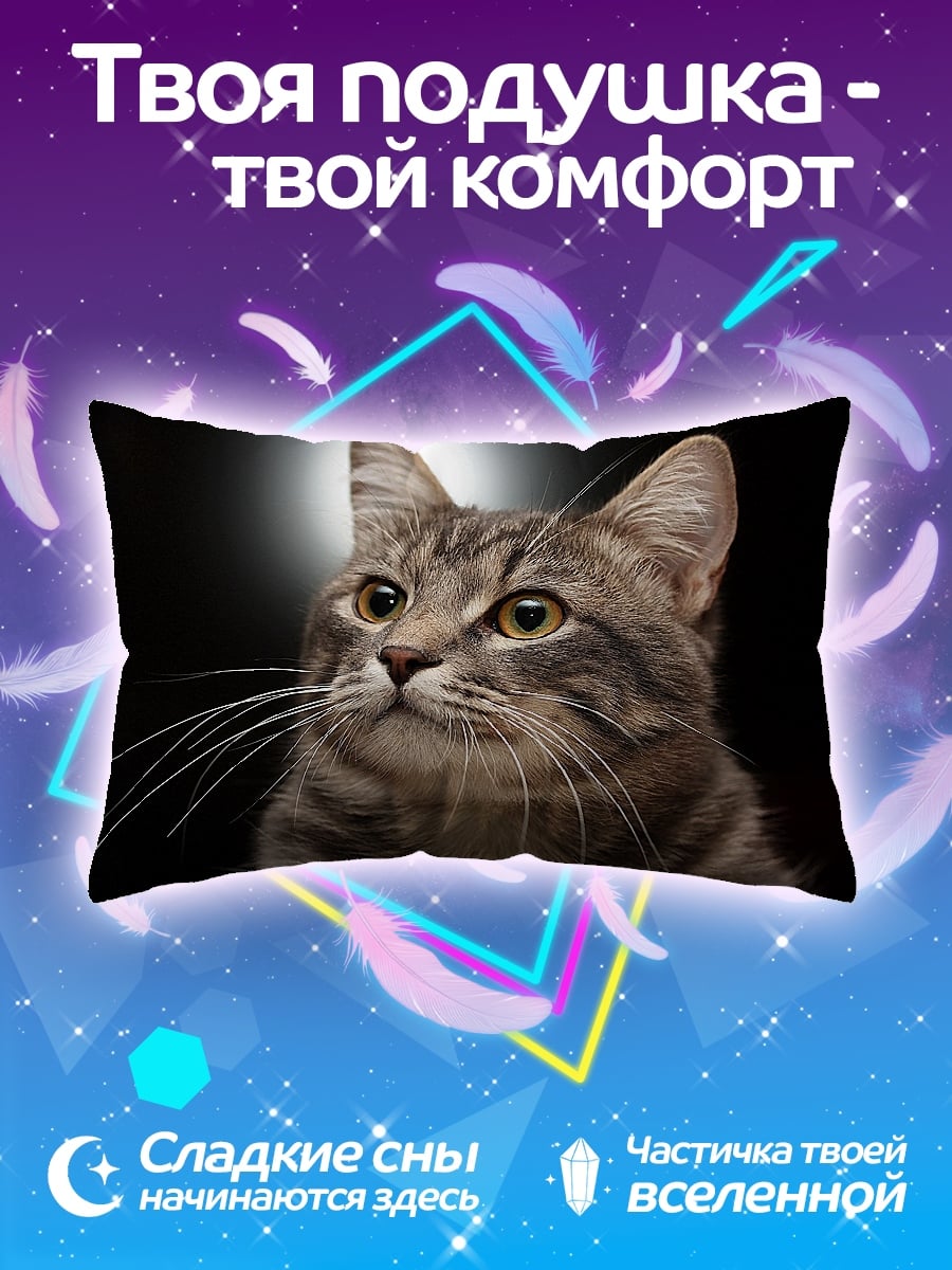 Подушка серый кот