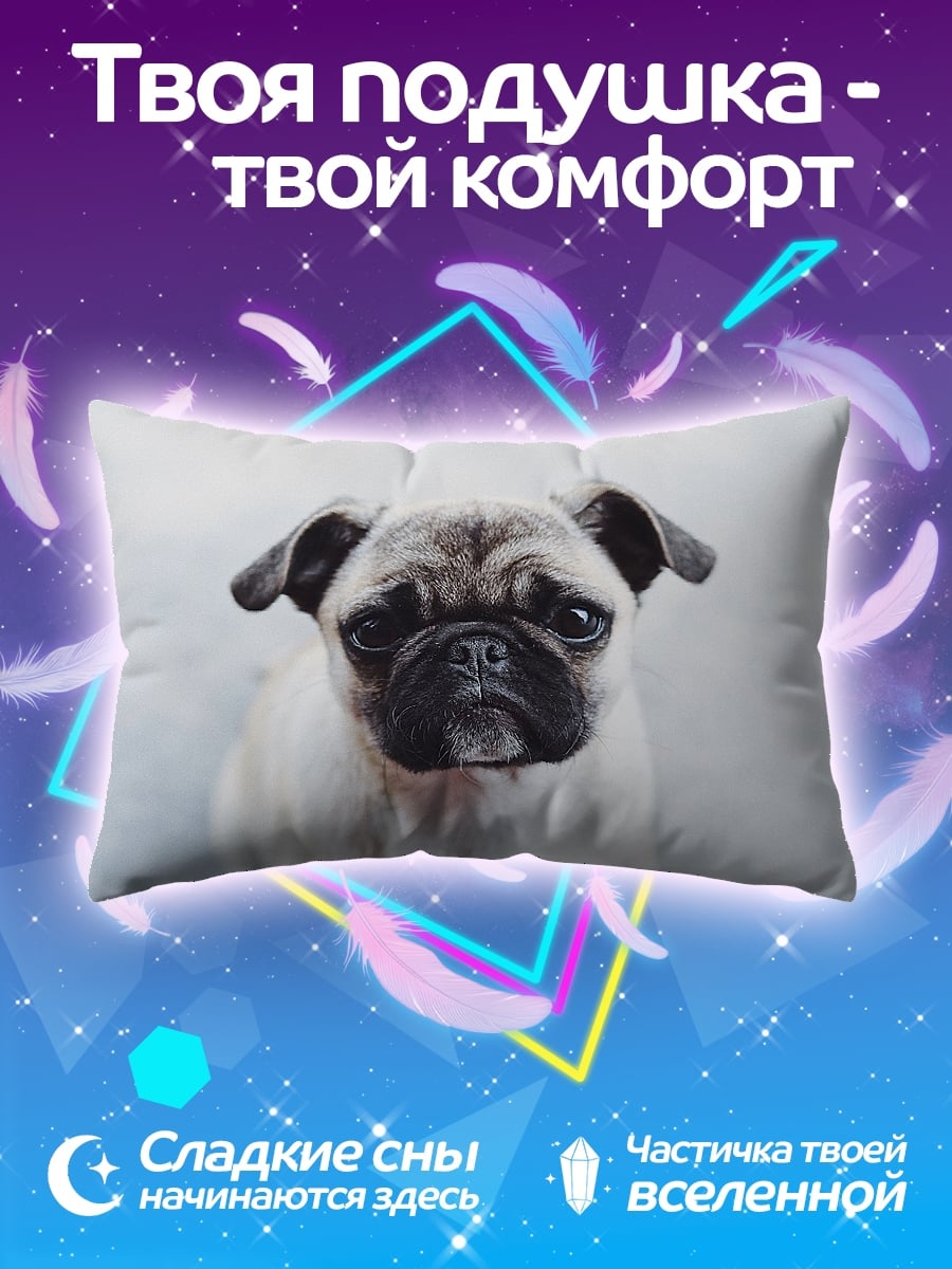 Подушка Мопс смотрит вверх