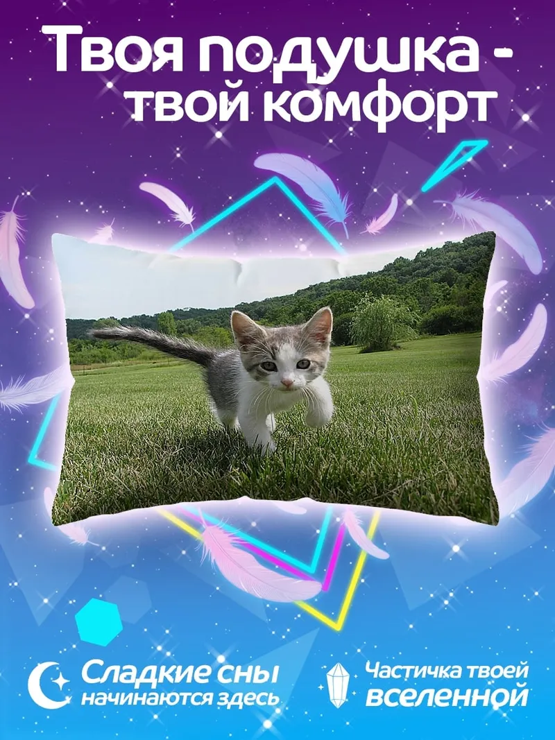 Подушка Котёнок на траве