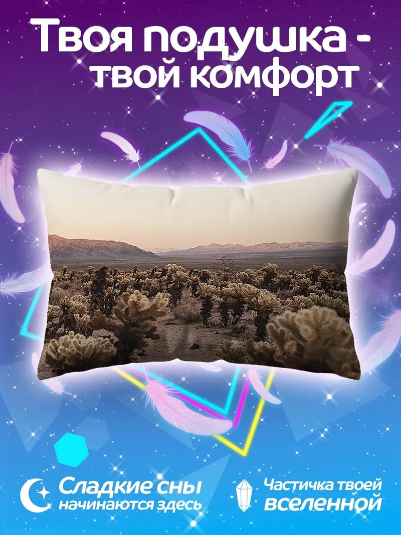 Подушка Пустынный пейзаж кактусы