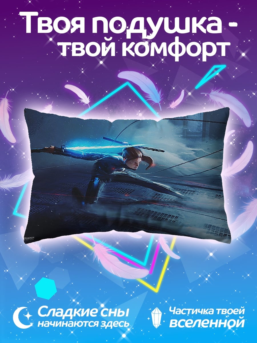Подушка Девушка с синим мечом