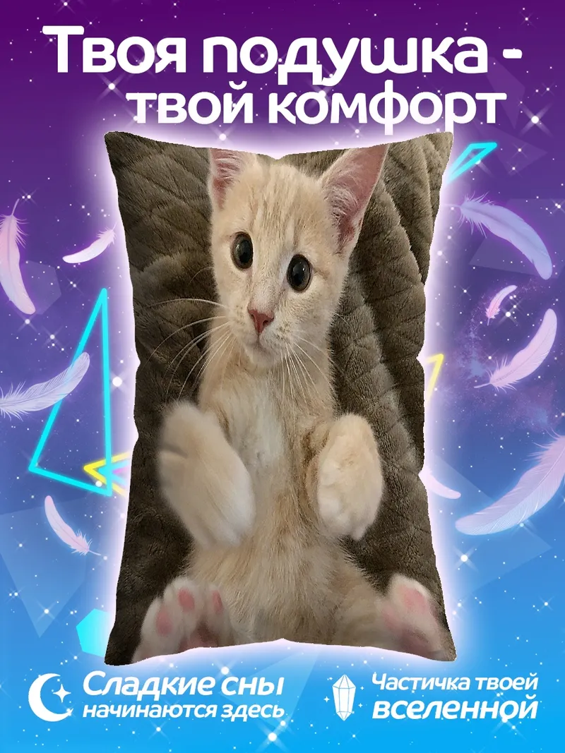 Подушка Рыжий котенок лежит