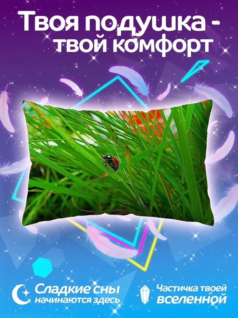 Подушка Божья коровка на траве